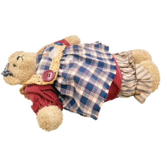 Artisan Teddy Bear Handmade Plush Stuffed Animal 12 Inch Dress Bloomers Apron - Picture 14 of 16